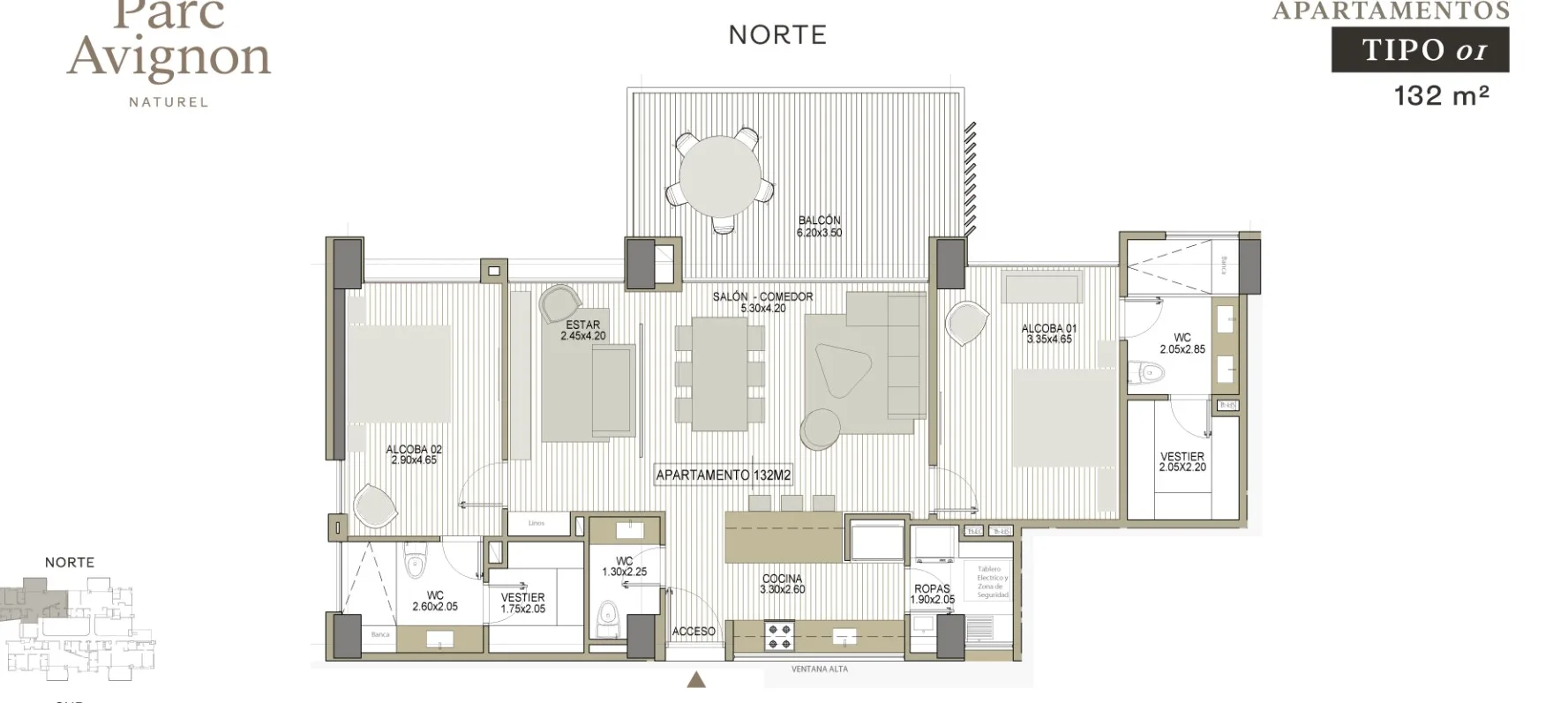 APARTAMENTOS TIPO 01, 132 M2