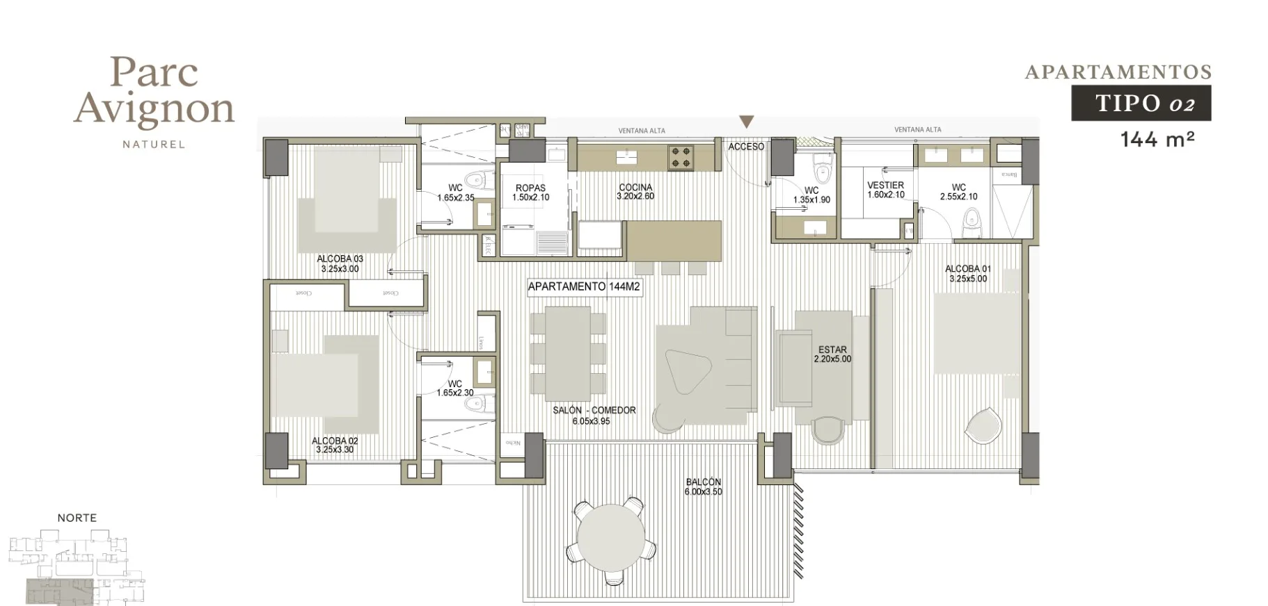 APARTAMENTOS TIPO 02, 144 M2