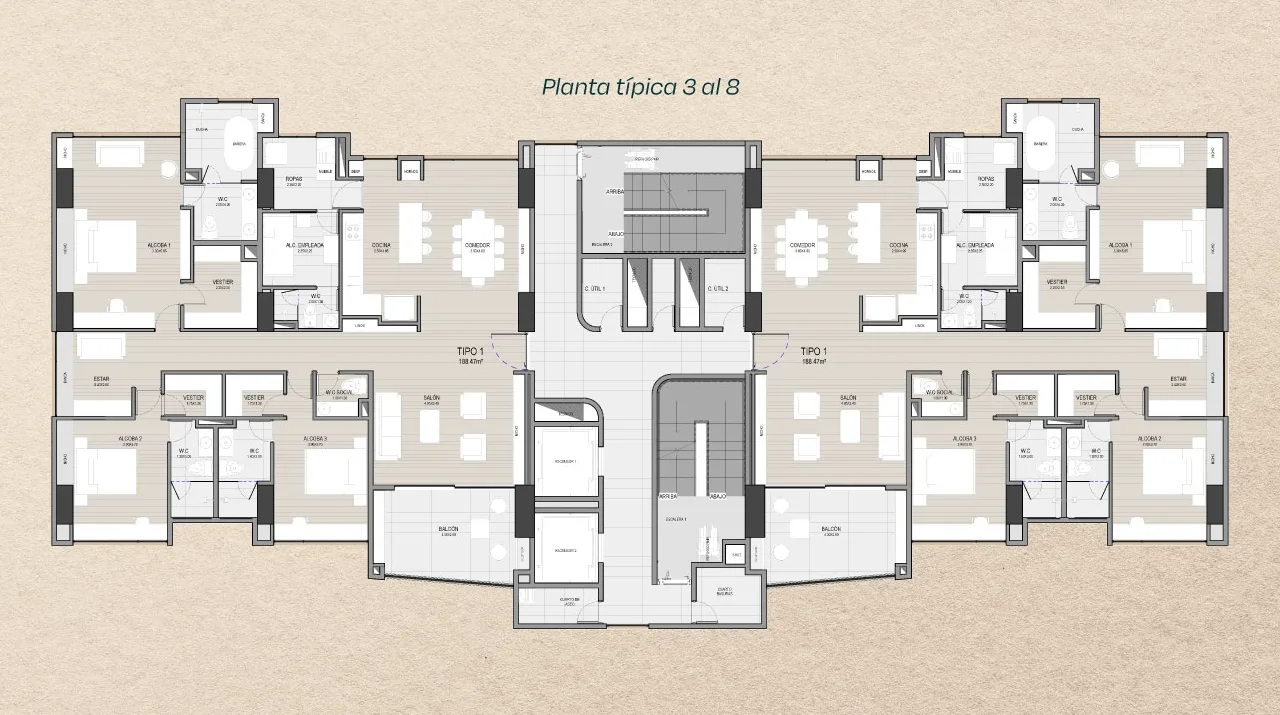 PLANTA TIPICA DEL 3 AL 8